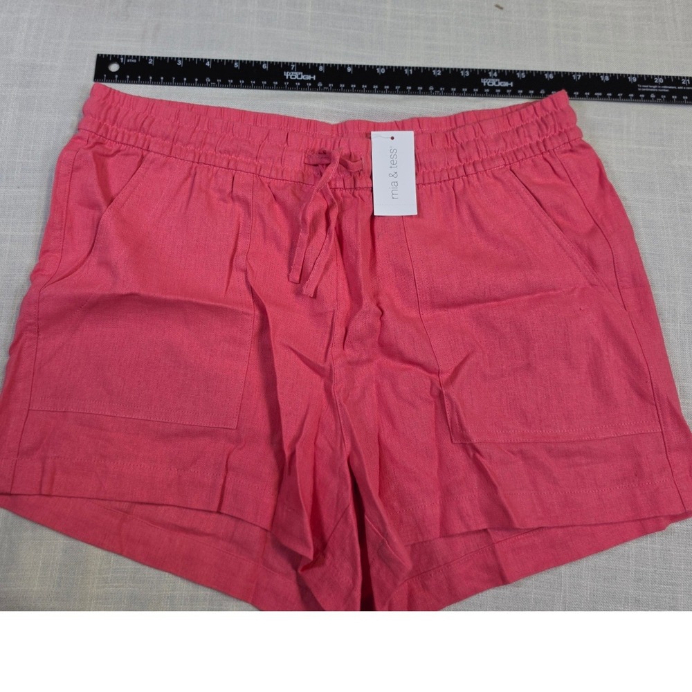Mia & Tess Rose Pink Linen Blend Drawstring Shorts NWT TPS-SHT363 Medium